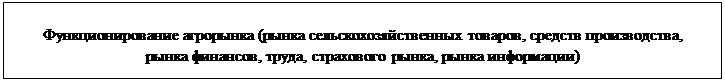 Подпись: Функционирование агрорынка (рынка сельскохозяйственных товаров, средств производства, рынка финансов, труда, страхового рынка, рынка информации) 